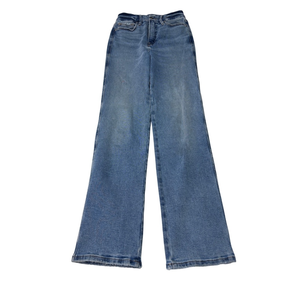 Good American Good Curve Straight Ankle Blue Jeans Size 2/26 L28 Raw Hem